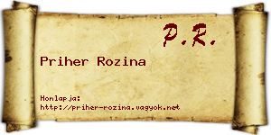 Priher Rozina névjegykártya